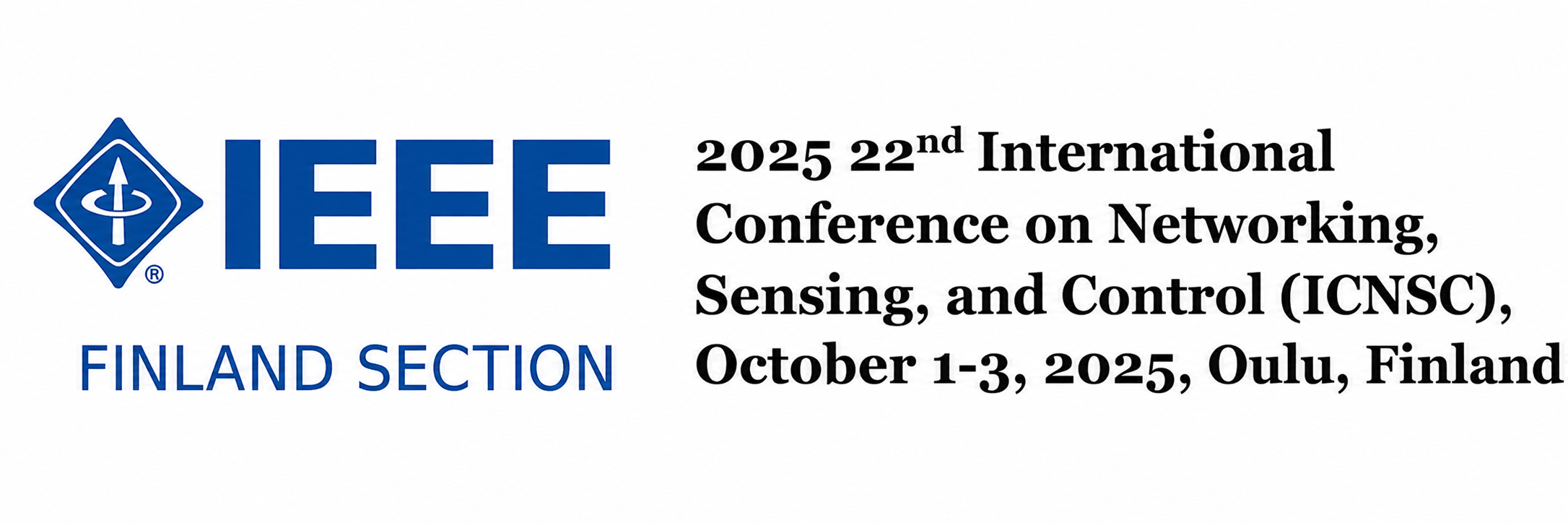 IEEE ICNSC 2025 conference banner with the Finnish flag